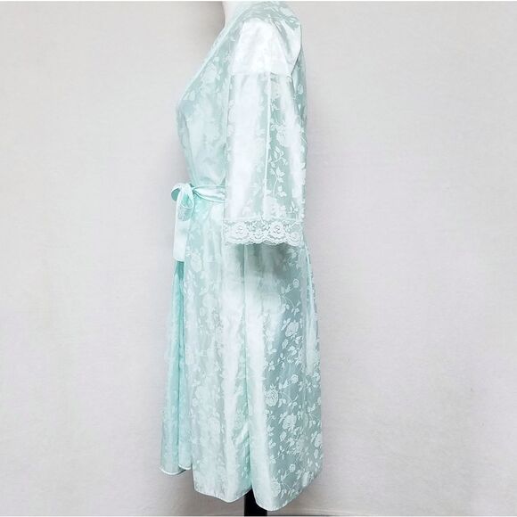 VINTAGE 60s Stardust Bridal Mint Lace Nighty Robe - Picture 4 of 8